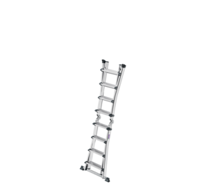 Stufen-Teleskopleiter 4-teilig mit Traverse 4x4 Stufen Position Anlegeleiter | © MUNK GmbH