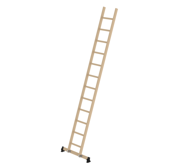 Wooden rung single ladder with nivello® traverse 12 steps | © MUNK GmbH