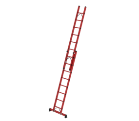Sprossen-Schiebeleiter 2-teilig GFK mit nivello® Traverse 2x8 Sprossen | © MUNK GmbH