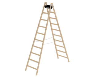 Double-sided rung ladder, wood, 2x10 rungs | © MUNK GmbH