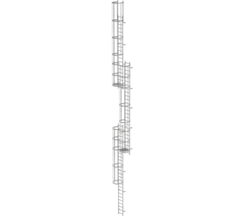 Mult-fl.vert. ladder w.back prot, gal.stl. 17.16 m | © MUNK GmbH