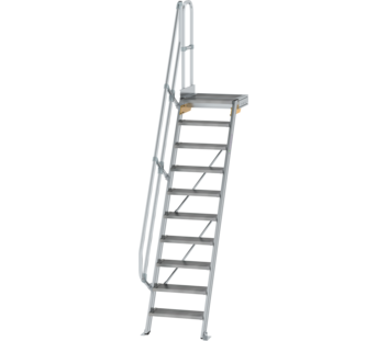 Stairs w. plat. 60° st. wid. 600 mm, 10 st, gr.alu | © MUNK GmbH