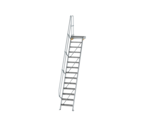 Stairs w. plat. 60° st. wid. 600 mm, 14 st, gr.alu | © MUNK GmbH