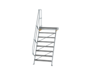 Stairs w. plat. 60° st.wid. 1,000 mm, 8 st, gr.alu | © MUNK GmbH