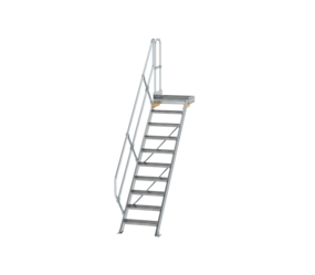 Stairs w. plat. 45° st. wid. 600 mm, 10 st, gr.al | © MUNK GmbH