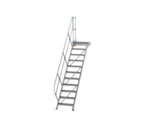 Treppe m. PF 45° St.br. 600 mm, 11 St., Alu ger. | © MUNK GmbH