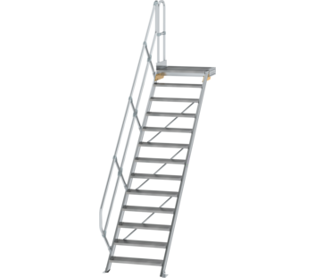 Stairs w. plat. 45° st. wid. 800 mm, 13 st, gr.al | © MUNK GmbH