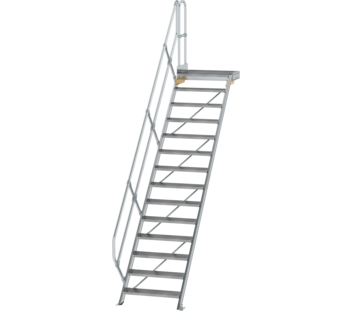 Stairs w. plat. 45° st. wid. 800 mm, 14 st, gr.al | © MUNK GmbH