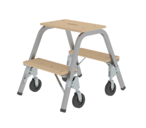 Stahl-Holz-Tritt mit Bockrollen, 2x2 Stufen | © MUNK GmbH