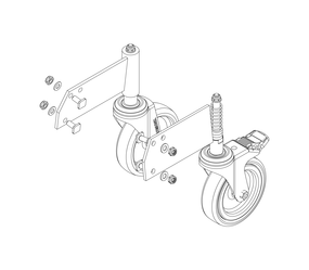 Dessin : jeu de roulettes pour un escalier à plate-forme, vue de face | © MUNK GmbH