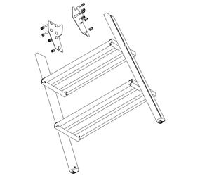 Drawing: Staircase leading up to a landing, side view | © MUNK GmbH