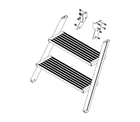 Drawing: Ascent of a platform staircase, front side | © MUNK GmbH