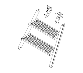 Drawing: Ascent of a platform staircase, front side | © MUNK GmbH