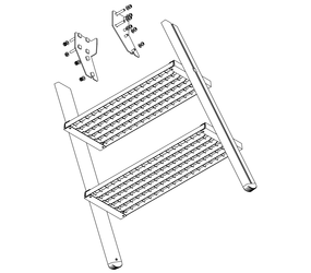 Drawing: Staircase leading up to a landing, side view | © MUNK GmbH