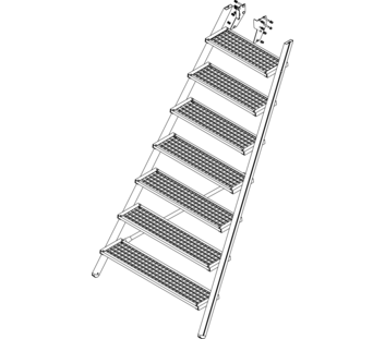 Drawing: Ascent of a platform staircase, front side | © MUNK GmbH