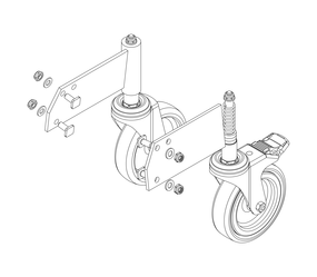 Drawing: Set of rollers for a platform staircase, front view | © MUNK GmbH