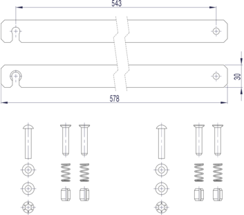 Strichzeichnung: Starre Verbindung (Ersatzteil 800134) | © MUNK GmbH
