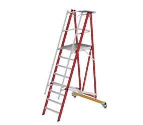 Escabeau à plate-forme GFK/Alu mobile, pliable 8 marches avec main courante GFK | © MUNK GmbH