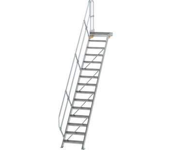 Stairs w. plat. 45° st. wid. 600 mm, 15 st, gr.al | © MUNK GmbH