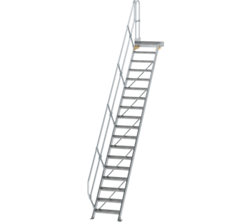 Stairs w. plat. 45° st. wid. 600 mm, 17 st, gr.al | © MUNK GmbH