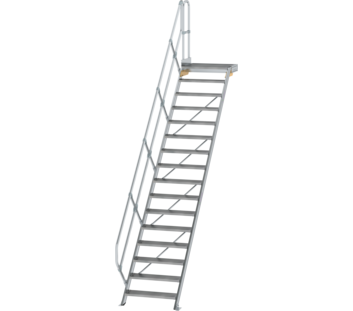 Stairs w. plat. 45° st. wid. 800 mm, 16 st, gr.al | © MUNK GmbH