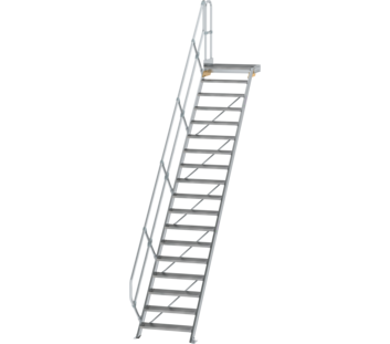 Stairs w. plat. 45° st. wid. 800 mm, 18 st, gr.al | © MUNK GmbH