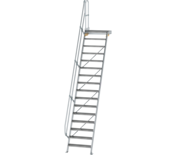 Stairs w. plat. 60° st. wid. 800 mm, 16 st, gr.alu | © MUNK GmbH