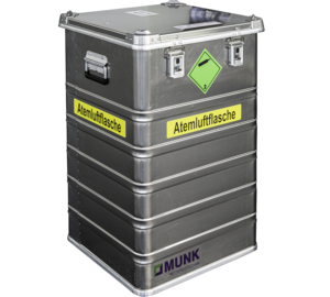 Transportbox Atemluftflasche Beklebt und Inhalt | © MUNK GmbH