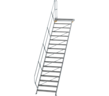 Treppe m. PF 45° St.br. 1000 mm, 17 St., Alu ger. | © MUNK GmbH