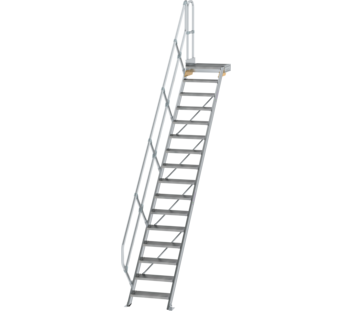 Treppe m. PF 45° St.br. 600 mm, 16 St., Alu ger. | © MUNK GmbH