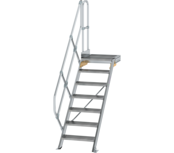 Treppe m. PF 45° St.br. 600 mm, 7 St., Alu ger. | © MUNK GmbH
