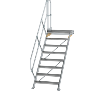 Stairs w. plat. 45° st. wid. 800 mm, 8 st, gr.al | © MUNK GmbH