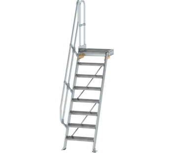 Stairs w. plat. 60° st. wid. 600 mm, 8 st, gr. alu | © MUNK GmbH