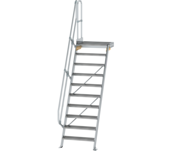 Stairs w. plat. 60° st. wid. 800 mm, 10 st, gr.alu | © MUNK GmbH