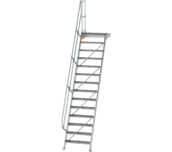 Treppe m. PF 60° St.br. 800 mm, 14 St., Alu ger. | © MUNK GmbH