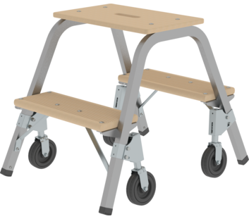 Stahl-Holz-Tritt mit Bockrollen, 2x2 Stufen | © MUNK GmbH