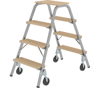 Stahl-Holz-Tritt mit Bockrollen, 2x4 Stufen | © MUNK GmbH