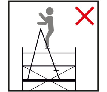 Ne pas utiliser d'échelles, de caisses ou tout autre objet pour gagner en hauteur | © MUNK GmbH